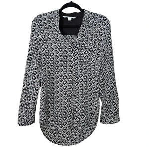 Diane Von Furstenberg Women Top Blouse Silk 0 Black White Career Work